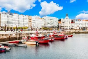 Glazed Buildings On The A Coruna Waterfront, Spain