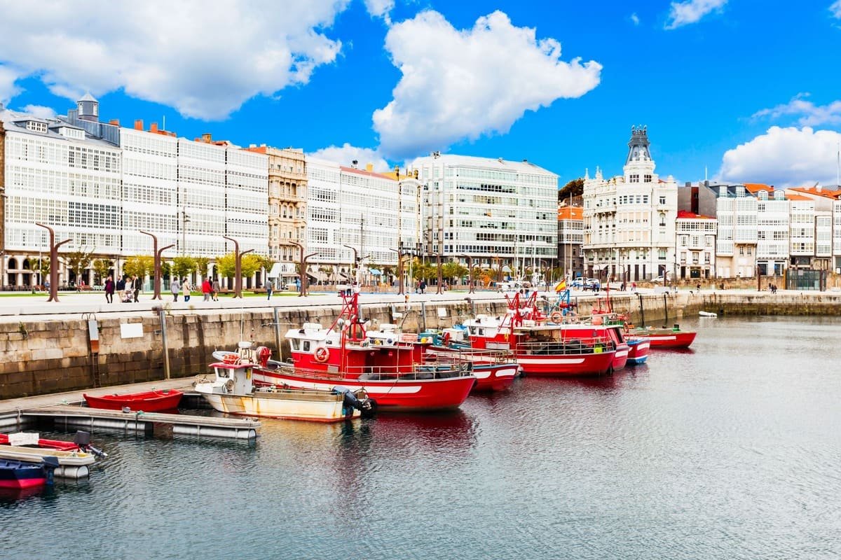 Glazed Buildings On The A Coruna Waterfront, Spain