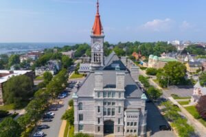 Fall River, MA courthouse on nice day