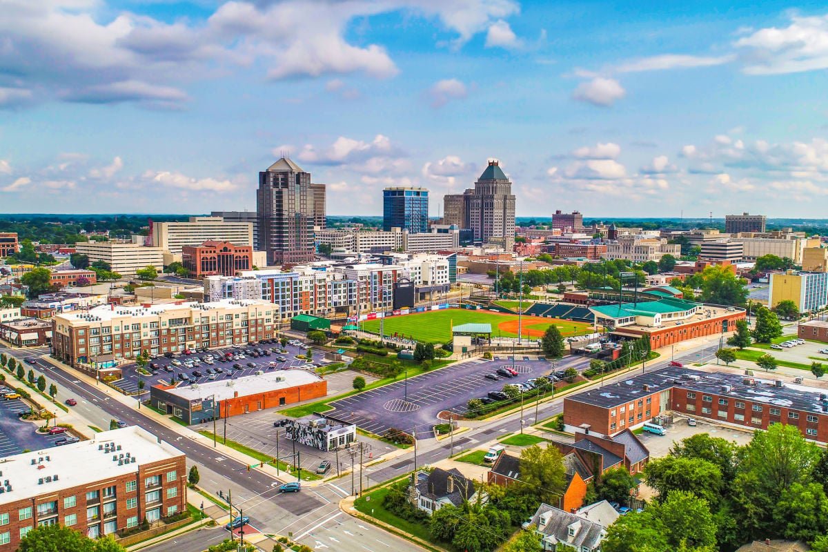 Skyline of Greensboro, NC on nice day