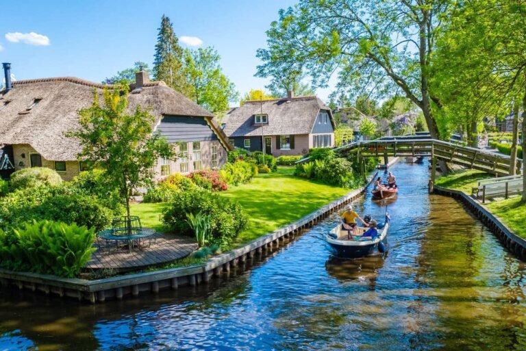 Charming Canal In Giethoorn, The Netherlands