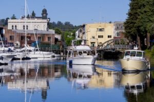 Boats on Petaluma, CA waterfront