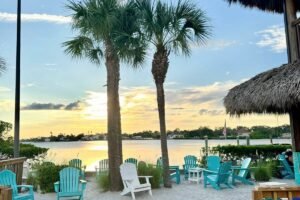 Sunset at tiki bar in Nokomis, FL