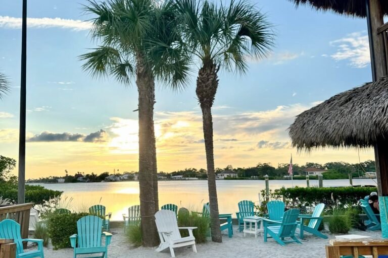 Sunset at tiki bar in Nokomis, FL