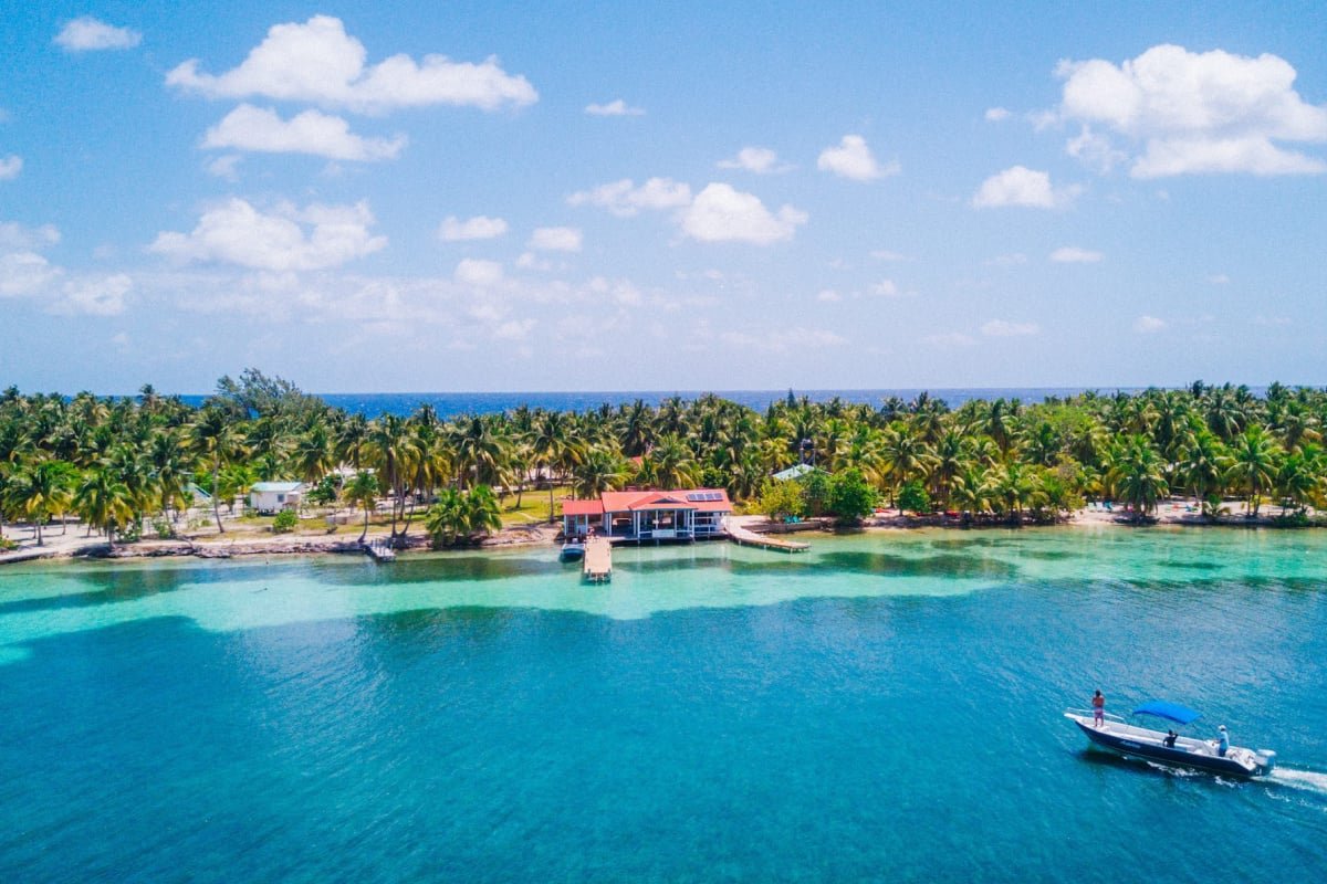 Palm Tree Lined Shores In Belize, Central America