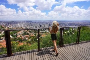 Young Woman Admiring A View Of Belo Horizonte, Brazil