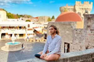 Young Male Tourist In Rhodes Town, Greece