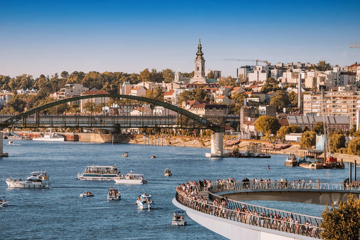 Busy Waterfront In Belgrade, Serbia