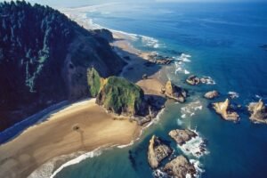 Aerial of Tillamook area coastline
