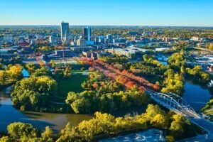 Aerial view of Fort Wayne, IN