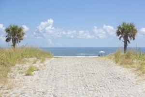 Paved pathway to Louisiana beach